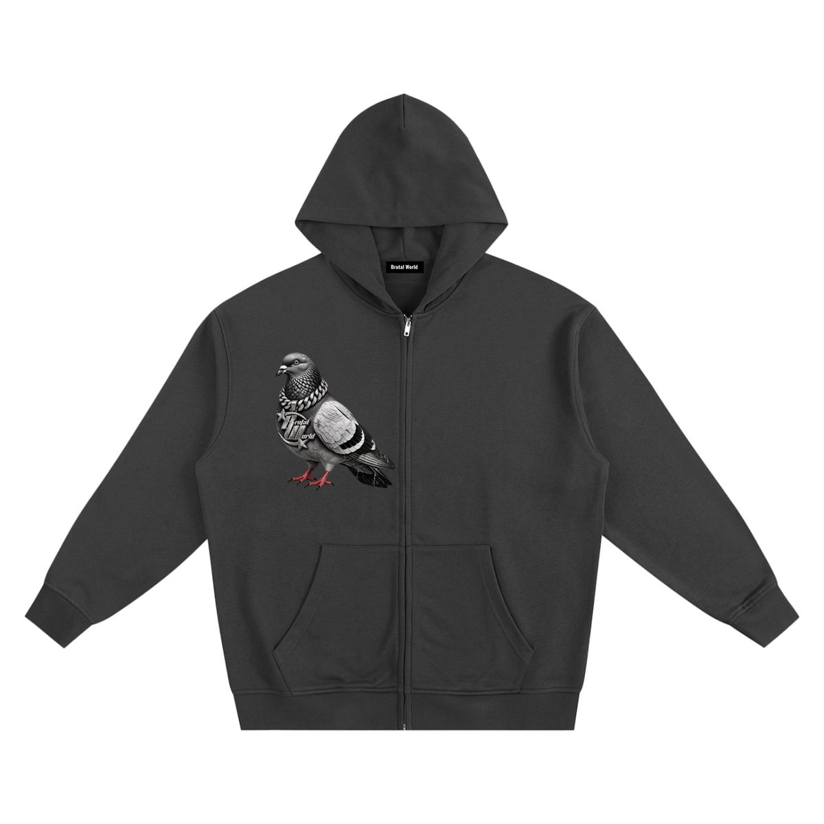 BRUTAL WORLD Pigeon zip Hoodie