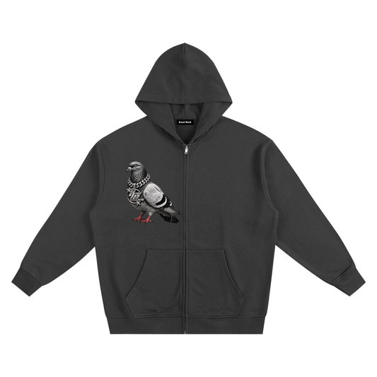 BRUTAL WORLD Pigeon zip Hoodie
